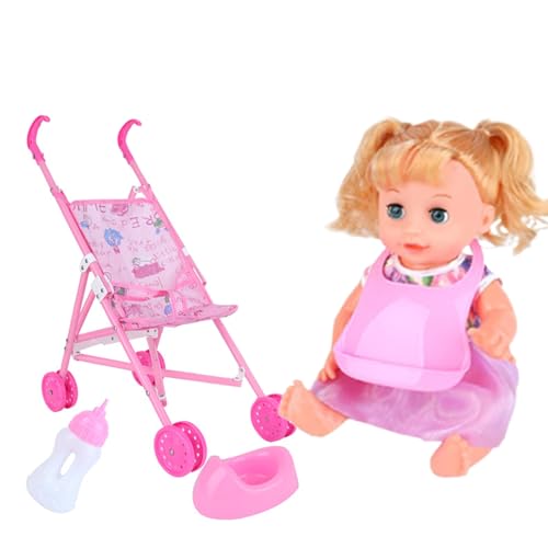 Babypuppen Kinderwagen Set realistische interessante Babypuppe mit Kinderwagen umfassen Puppe, Kinderwagen, Windel, Flasche, Urinal und Schal, Babypuppen -Set für das Spielen Spielenspiel Baby Girl G Babypuppen Kinderwagen Set realistische interessante Babypuppe mit Kinderwagen umfassen Puppe, Kinderwagen, Windel, Flasche, Urinal und Schal, Babypuppen -Set für das Spielen Spielenspiel Baby Girl G von Ligeinsrk