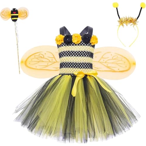 Bienenkostümkinder, Kinder Kleid Kostüme umfassen Tulle -Kleid, Flügel, Zauberstab und Stirnband für Kleinmädchen Little Girls Cosplay Party, M, Bienenkostüm Bienenkostümkinder, Kinder Kleid Kostüme umfassen Tulle -Kleid, Flügel, Zauberstab und Stirnband für Kleinmädchen Little Girls Cosplay Party, M, Bienenkostüm von Ligeinsrk