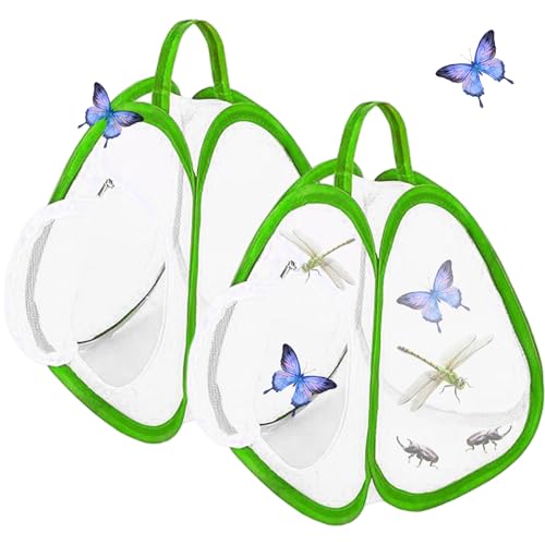 Butterfly Habitat 2PCS 8.8x8x10 Atmungsaktives faltbares Fine Mesh Butterfly Cage mit Griff & Reißverschluss für Kinder beim Spielen im Freien, Lebensraum, Käfig Butterfly Habitat 2PCS 8.8x8x10 Atmungsaktives faltbares Fine Mesh Butterfly Cage mit Griff & Reißverschluss für Kinder beim Spielen im Freien, Lebensraum, Käfig von Ligeinsrk