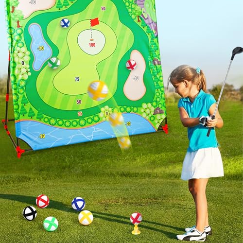 Golf -Chipping -Spiel für Kinder 1 Set umfassendes klebriges Golfmattenspiel umfasst MAT, Club, Ball und mehr für das Training von Kindern im Freien im Freien von Kindern über 3 Jahre, Chipping, Inne von Ligeinsrk