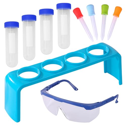 Ligeinsrk 10 PCs/Set Kids Test Tubes Kit 4 PCs 50ml PP wissenschaftliche Bildungstöhren für Kinderwissenschaftsspielzeuge für Kinder mit Sicherheitsbrillen, Röhrenregal, Pipetten. von Ligeinsrk
