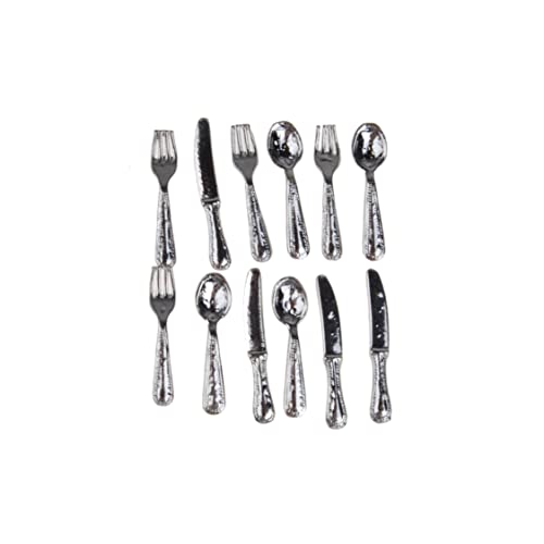 Ligeinsrk 12pcs Messer- und Gabel Tabellengeschirr Set Mini House Crafts Miniatur Play Szene 1:12 Modell Doll House Accessoires Dekoration Dollhouse Accessoires von Ligeinsrk