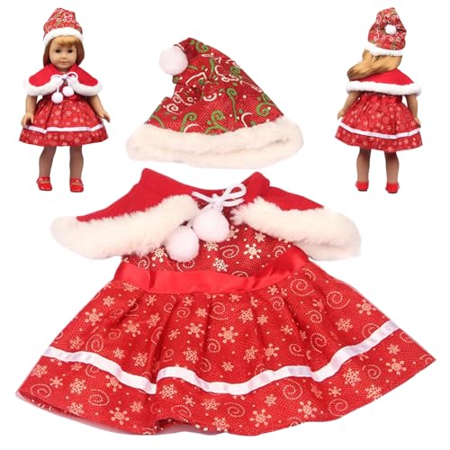 Ligeinsrk 18 Zoll Doll Kleidung Set Soft & Elastic Christmas Babypuppenkleidung mit Hut, Kleid, Schal und Schuhen DIY 18 -Zoll -Accessoires für Kinder (Nein), Style 2 von Ligeinsrk
