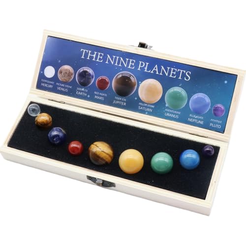 Ligeinsrk 1Set Solarsystem für Kinder mit 9 Planeten lebensee lustige Planeten für Kinder Solarsystem mit Box Storage Natural Ore Planet Spielzeug Bildung für Geschenke von Ligeinsrk