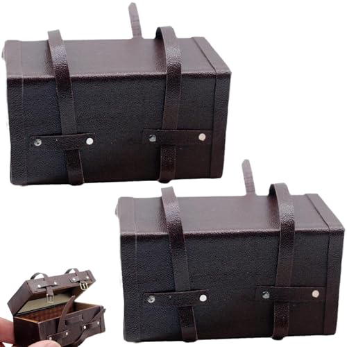 2pcs Dollhouse Miniaturen 1:12 Mini Koffer Holz Vintage Koffer Dunkelbraune Miniaturmöbel DIY Dekorative Puppenhauszubehör für Weihnachtsgefühle Gartenversorgung von Ligeinsrk