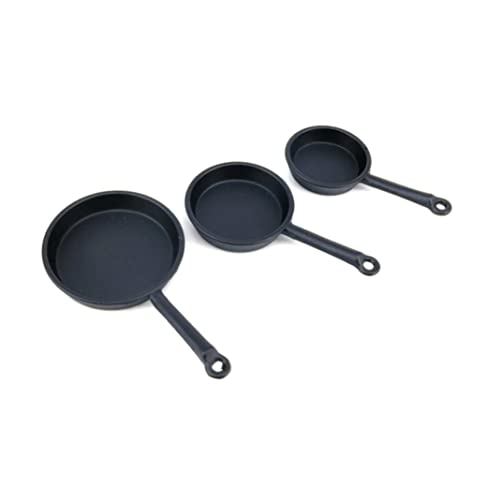 Ligeinsrk 3pcs Doll House Miniatur -Metallbraten Kochtopf Kochgeschirrküche Accessoire (Schwarz) von Ligeinsrk
