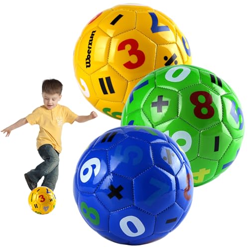 Ligeinsrk 3pcs Kleinkindfußballkugel, 6 Zoll Größe 2 Fußballkugel, Zahlen -LernpvC -Fußball mit versiegelter Luftdüse für Innenräume im Freien im Freien, Kleinkind, Größe 2 von Ligeinsrk