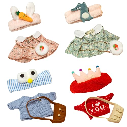 Ligeinsrk 4 Set ausgestopfte Tierkleidung, 12 Plüsch Duck Kawaii Babypuppenkleidung mit Stirnband und Tasche DIY Duck Doll für Mädchen/Jungen, ausgestopftes Tier von Ligeinsrk
