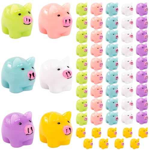 Ligeinsrk 60pcs Mini Harztiere, Bunte niedliche Schweineher von Ligeinsrk