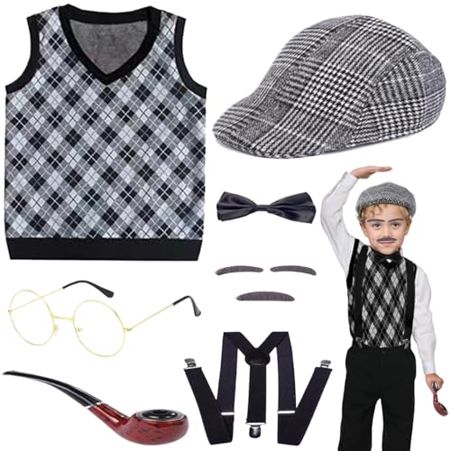 Ligeinsrk Altes Man -Kostüm für Kinder, 100 Tage Schulkostüme für Kinder, alte Mannkostüm umfasst Hut, Brille, Opa -Weste, Stock, 130 cm, 100 Tage Schultage Ligeinsrk Altes Man -Kostüm für Kinder, 100 Tage Schulkostüme für Kinder, alte Mannkostüm umfasst Hut, Brille, Opa -Weste, Stock, 130 cm, 100 Tage Schultage von Ligeinsrk