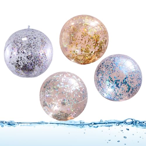 Aufblasbare Strandbälle Glitzer Schwimmbad Bälle Sommer Strand Wasserspielzeug für erwachsene Kinder 4pcs von Ligeinsrk