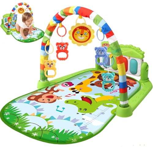 Ligeinsrk Baby Activity Center mit Musik und leichtem sicherem und abnehmbarem lustigen Babyspielmatte mit Rassel -Anhänger einstellbarem Brett für Neugeborene Kleinkinder, Keine Batterie, grün von Ligeinsrk