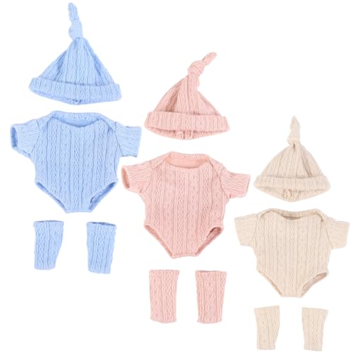 Babypuppenkleidung für 7,9 -Zoll -Puppe 3 Set Weiche Babykleidung 3 Farben Hautfreundliche Wiederverwendbare Outfits für Neugeborene Mädchen Jungen von Ligeinsrk