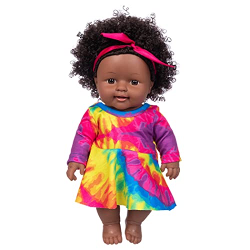 Ligeinsrk Doll Afrikanische realistische Mädchen Vinyl Krawatte Farbstoff lockiges Haar schwarzes Baby Weihnachtsgeburtstagsgeschenk für Kinder Kinder Spielzeug von Ligeinsrk