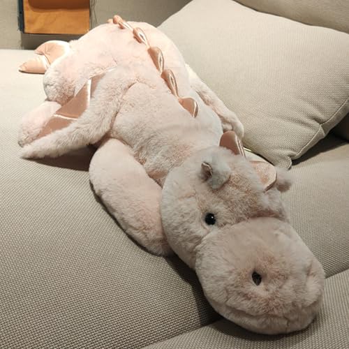 Ligeinsrk Drachengefüllter Tier, 35 Zoll Langer süßer Dinosaurier Plüsch, weicher Fuzzy Dragon Kissen mit Flügel, Tierkörperkissen für Kinder Jungen Mädchen, Stoff, Plüsch von Ligeinsrk