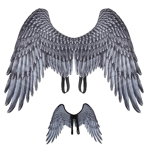 Ligeinsrk Engelsflügel für Erwachsene Unisex Freigröße Realistische Halloween Engel Elastic Schultergurt Nicht gewebter Kostüm für Party Cosplay Schwarz von Ligeinsrk