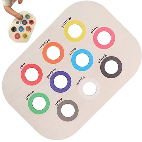 Ligeinsrk Farbsortierspielzeug, 11 x 7 Zoll hölzernes Sensory-Tablett mit 10 Farblöchern, unterhaltsame sensorische Sortierspielzeuge für Kleinkinder 3-5, Alzheimer, Demenz von Ligeinsrk