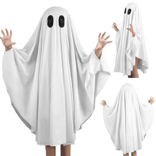Ligeinsrk Ghost Poncho Halloween Scary Cape für Kinder 31.5 '' Langhautfreundlich ＆ Einfach zu tragenes Umhang Kostüm im Alter von 3-5 Cosplay-Dress-up-Party Scostume von Ligeinsrk