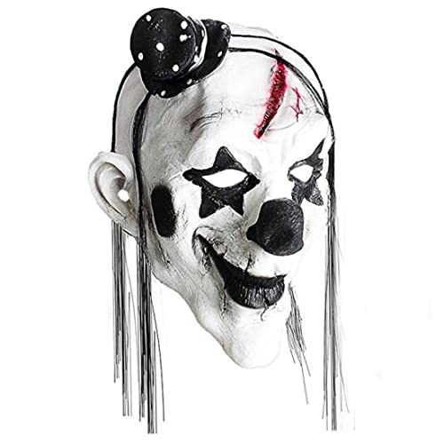 Ligeinsrk Halloween Horrormaske Full Face Clown Maske coole gruselige Party Schwarz -Weiß -Clown -Cosplay -Spoof Horror Masquerade Performance Show Dress Up Propsheal von Ligeinsrk