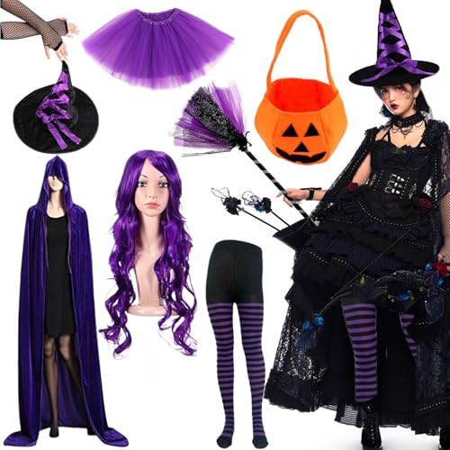 Ligeinsrk Hexenkostüm, lustige gotische Kostüm -Frauen beinhalten Perücken, Hut, Umhang, Besen, Schuhe, gestreifte Strümpfe und Kleid für Girl Cosplay Party Accessoire Ligeinsrk Hexenkostüm, lustige gotische Kostüm -Frauen beinhalten Perücken, Hut, Umhang, Besen, Schuhe, gestreifte Strümpfe und Kleid für Girl Cosplay Party Accessoire von Ligeinsrk