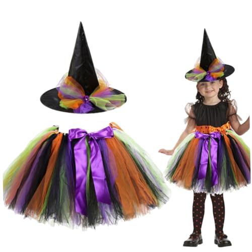Ligeinsrk Hexenkostüm für Kinder, 2pcs/Set Witch Tüllrock mit Hut, Mädchen Hexen Halloween Kostüm für Cosplay (M) von Ligeinsrk