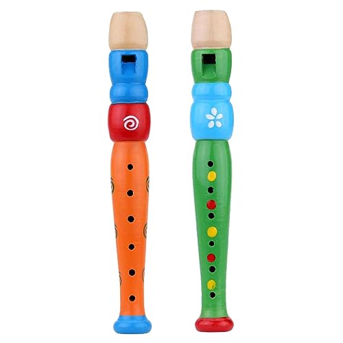 Holzkinder Flöte Musikinstrument Leichte frühe Bildungsflöte Spielzeug zufällige Farbe von Ligeinsrk