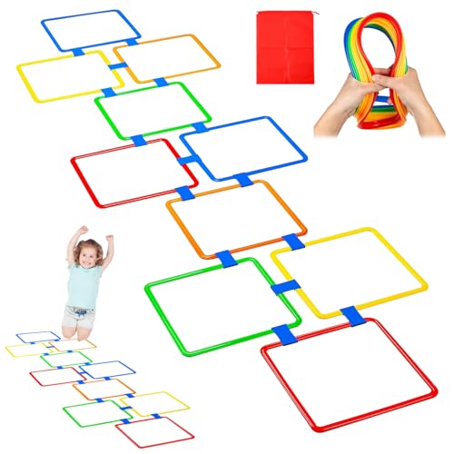 Ligeinsrk Hopscotch Rings Spiel, 10pcs Square Hopscotch Rings 15 Zoll mehrfarbigem Hindernisstreck Ligeinsrk Hopscotch Rings Spiel, 10pcs Square Hopscotch Rings 15 Zoll mehrfarbigem Hindernisstreck von Ligeinsrk