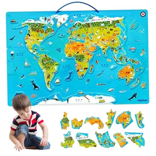 Ligeinsrk Kinder Rätsel, 48pcs World Map Jigsaw Rätsel Eva Magnetische Vorschule Lernspielzeug für Kinder ab 3 Jahren, Jigsaw von Ligeinsrk