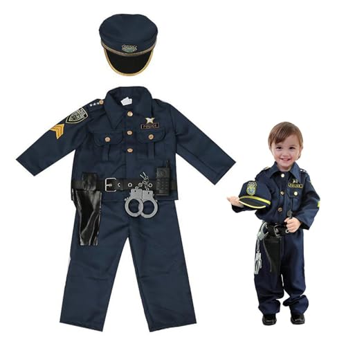 Ligeinsrk Kinderpolizei Rollenspiel Hosenanzug Polizeikostüm für Kinder Dress-up für Halloween-Kostümparty für 3-4T von Ligeinsrk