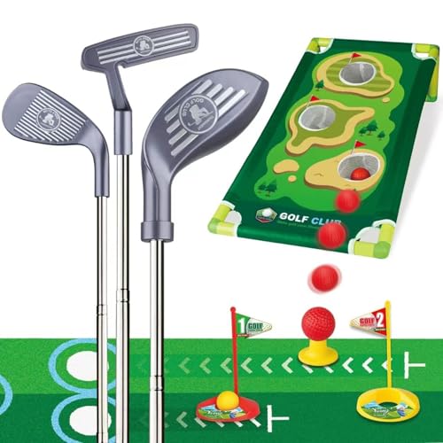 Ligeinsrk Kleinkind Golf Set Garden Plastik Kids Golf Set mit Mat 3 Tee 9 Bälle 3 Übungslöcher Clubs Outdoor Indoor -Spiele für Jungen Mädchen Sportspielzeuggeschenke von Ligeinsrk