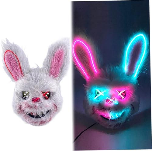 Ligeinsrk LED Bunny Maske, böse blutige Kaninchenmasken mit leuchtenden Augen, gruselige Plüsch -Hasen -Kopfmasken für Halloween -Cosplay (Stil 1) von Ligeinsrk