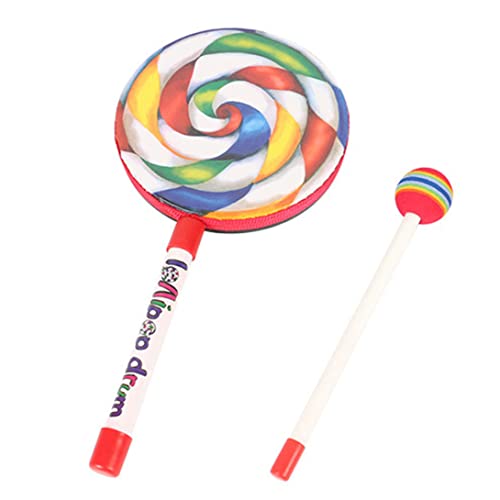 Ligeinsrk Lollipop -Drum mit Mallet Regenbogenhandspielzeugspielzeugset Percussion Instrument für Kinder 15 cm von Ligeinsrk