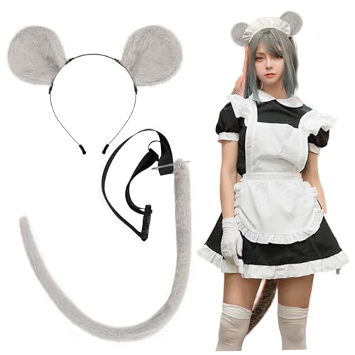 Ligeinsrk Mausohren Stirnband und Schwanz, weiche, biegbare Rattenkostüm für Halloween -Maskerade -Cosplay -Requisiten, Rattenkostüm, Mausohren Ligeinsrk Mausohren Stirnband und Schwanz, weiche, biegbare Rattenkostüm für Halloween -Maskerade -Cosplay -Requisiten, Rattenkostüm, Mausohren von Ligeinsrk