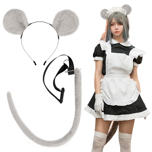 Ligeinsrk Mausohren Stirnband und Schwanz, weiche, biegbare Rattenkostüm für Halloween -Maskerade -Cosplay -Requisiten Ligeinsrk Mausohren Stirnband und Schwanz, weiche, biegbare Rattenkostüm für Halloween -Maskerade -Cosplay -Requisiten von Ligeinsrk