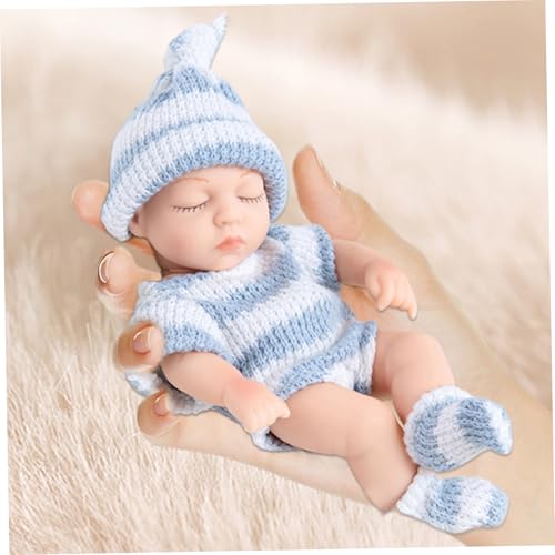 Ligeinsrk Mini -Babypuppen, 7 Zoll Ganzkörper Silikon Schlafbabypuppe mit Kleidung, realistische Neugeborenen -Baby -Puppe für Kinder Geburtstag Weihnachten (blau) von Ligeinsrk