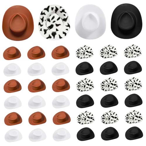 Ligeinsrk Mini Cowboy Hut 40pcs Kunststoff Mini Cowgirl Hüte 4 Farben süße westliche Partyhüte für Partydekorationen von Ligeinsrk