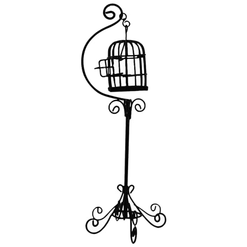 Mini Dollhouse Möbel 1:12 Skala Mini Vogel Käfig Bodenständer Öffnen Vogelkäfig Dekor Metall Fade-resistente Puppenhauszubehör Schwarze Mini-Puppenhausmöbel Möbel von Ligeinsrk