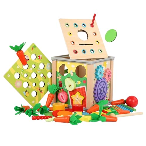 Ligeinsrk Montessori Karottenspielzeug, 9-in-1 Magnetische Holz-Karottenspielzeug, Vorschulpädagogik Sortierernte für Kleinkinder 12 Monate + Geschenke, Montessori von Ligeinsrk