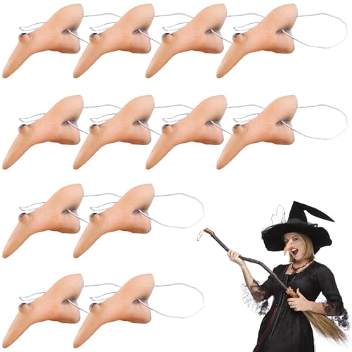 Ligeinsrk Nase, 12pcs lustige und realistische Vinylprothesen Hexennase mit Gurt, Halloween -Requisiten für Cosplay, Bühne, Kostüm, Halloween -Kostüme von Ligeinsrk