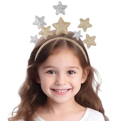 Ligeinsrk Party -Stirnbänder, Glitzer Gold Star Stirnband, niedliche Sternhaarzubehör für Mädchen Kids Festival Urlaub Geburtstag, Stirnband, Kostüm von Ligeinsrk