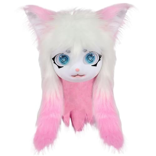 Ligeinsrk Pelziger Kopf, volle Kopfpelzmaske mit großen Augen, Ohren und langem Haar, Tierfursuit -Maskenkostüm für Halloween Maskerade Cosplay -Kostümprops, Style 2, Fursuit Ligeinsrk Pelziger Kopf, volle Kopfpelzmaske mit großen Augen, Ohren und langem Haar, Tierfursuit -Maskenkostüm für Halloween Maskerade Cosplay -Kostümprops, Style 2, Fursuit von Ligeinsrk