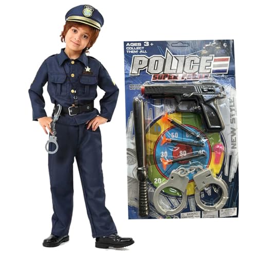Ligeinsrk Polizeikostüm für Kinder 1 Set Size S Unisex Polyester Atmungsaktives Polizeikostüm für Cosplay Halloween Rollenspiel Party Bühne für 39.37-43.31inch KidsPolice von Ligeinsrk