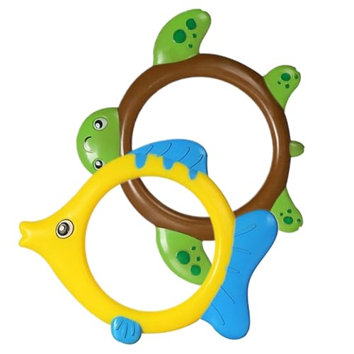 Ligeinsrk Poolringe für Kinder tauchen 2pcs niedliche Meerestier -Tauchringe Sommer -Tauch -Unterwasser -Training Bauchmuskeln, Fisch + Schildkröte von Ligeinsrk