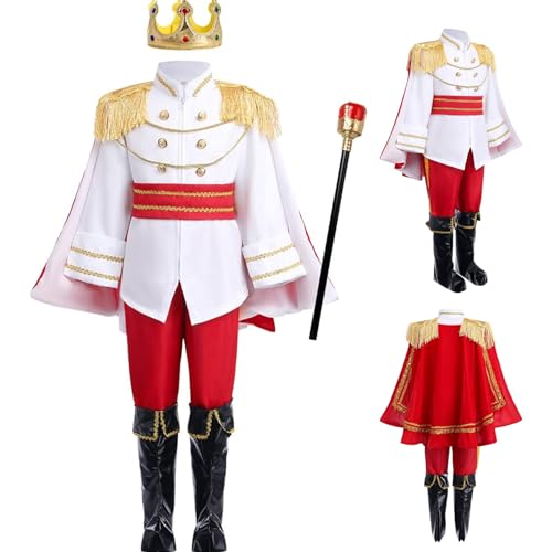 Ligeinsrk Prince Kostüm für Jungen Langarm Tunika Top Prince Charming Kostüm Jungen mit Crown & Cane Volles Set-Outfit für Cosplay, Dress-up-Party und Rollenspiel für Boy Ligeinsrk Prince Kostüm für Jungen Langarm Tunika Top Prince Charming Kostüm Jungen mit Crown & Cane Volles Set-Outfit für Cosplay, Dress-up-Party und Rollenspiel für Boy von Ligeinsrk