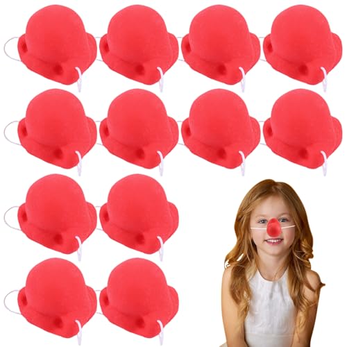 Ligeinsrk Rote Nase 12pcs Clown Nase mit elastischer Band Neuheit Cosplay Red Nosen Dekor für Kinder und Erwachsene Karnevalskleid Party Halloween von Ligeinsrk