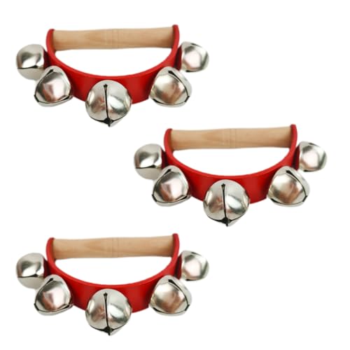 Ligeinsrk Rote Schlittenglocken Jingle Bells Holzgriff Instrument für Babykinder Weihnachtsfeiern 3pcs von Ligeinsrk