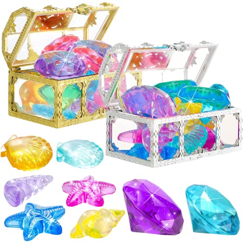 Tauchpool -Spielzeug farbenfrohe Sommer Schwimmtauchspielzeug mit Schatzkisten Schwimmspielzeug Set für Poolparty 26pcs Dive Edelstein Poolspielzeug Spielzeug von Ligeinsrk