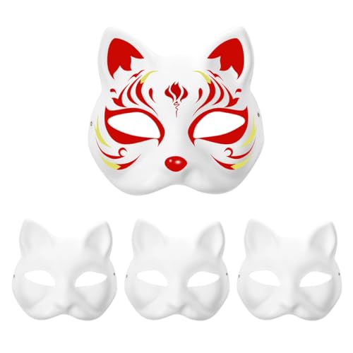 Ligeinsrk Therian Maske, 3PCS DIY Lackierbar Blank Cat Masken, weiße Papier Therian Masken für Halloween -Party von Ligeinsrk