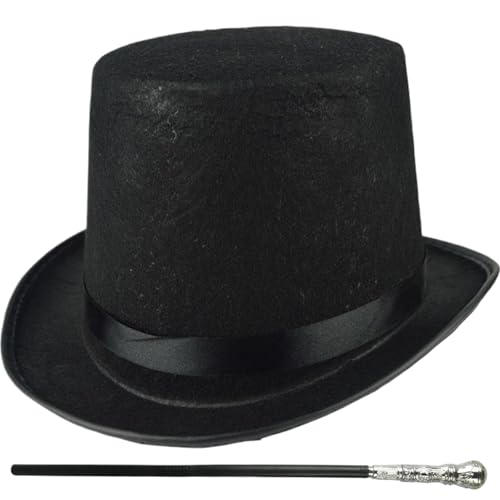 Ligeinsrk Top -Hutkostüm 2pcs/Set Halloween mit schwarzem Stock, Accessoire für Männer Frauen mit Kostüm, Magier Cosplay, Steampunk -Events und Party -Outfits von Ligeinsrk