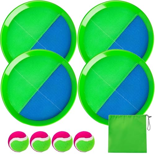 Ligeinsrk Toss and Catch Ball Set Interactive Beach Games Eltern-Kind-Pool-Spiele umfassen 4 Paddel und 4 Bälle im Freien für Kinder für Kinder Erwachsene von Ligeinsrk